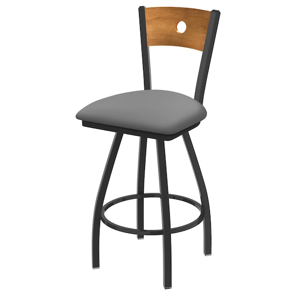 36" Swivel Counter Stool, Bronze Finish, Med Back, Canter Grey Seat